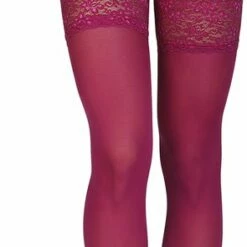 Uitgang ๐ฅฐ Annes Styling Annes Ondoorzichtige Hold Up Kousen Met Kanten Band Truss 60 Denier, Plus Size,donker Roze (Grape), Maat XL/XXL ( 5/6) ๐