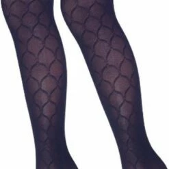 Promo ⭐ Merkloos Panty - Argyle - Marine - Geruit Motief - Maat XXL 💯