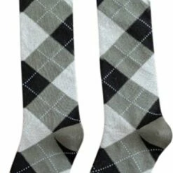 Nieuw 😀 Merkloos 1 Paar Kniekousen Dames Geruit | Groen-Zwart-Wit | 100% Katoen | Maat 38-40 💯