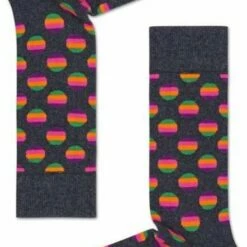 Korting 👍 Happy 🧦 Socks Sunrise Dot Sock Antraciet - Unisex - Maat: 36-40 💯