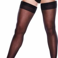 Gloednieuw 🎁 Baci Lingerie Baci Black Sheer Thigh Hi Backseam 👏 -Beenmode Winkel 448x840 3