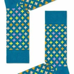 Begroting 🤩 Happy 🧦 Socks Sokken Plus Sock 👖 Jeansblauw Met Kleurtjes - Unisex - Maat: 36-40 ✔️