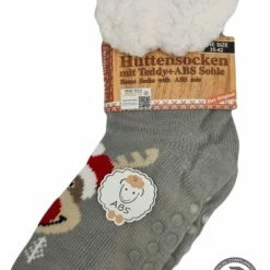 Coupon 🛒 Antonio Huissokken - Huissokken Kerst Rendier - Grijs - Dames - Antislip ABS - One Size (35-42) - Hüttensocken - Warme Sokken - Warme Huissok - Kerstcadeau Voor Vrouwen 🌟