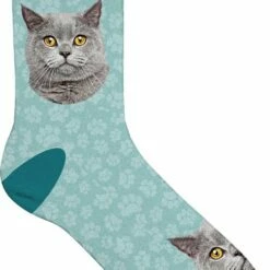 Hete verkoop 😀 Plenty Gifts Merkloos Unisex Sokken Grijze Kat Main Coon 42-45 ❤️