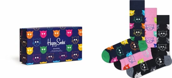 Gloednieuw π Happy 𧦠Socks XMJA08-0150 3-Pack Mixed Cat 𧦠Socks Gift Set - Maat 41-46 β€οΈ 3 Gloednieuw π Happy 𧦠Socks XMJA08-0150 3-Pack Mixed Cat 𧦠Socks Gift Set - Maat 41-46 β€οΈ
