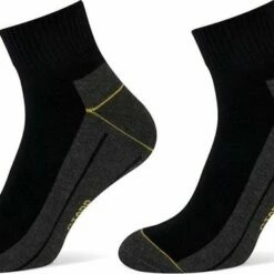 Uitgang 🔥 6-Pack Stevige 👟 Sneaker Werksokken Stapp YELLOW - Quarter 4430.699 - Zwart - Unisex - Maat 47-50 🌟