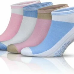 Korting 🎁 GoWith - Katoen Sokken - Sportsokken - 4 Paar - Enkelsokken - 👟 Sneakersokken Dames - Maat 39-42 🛒