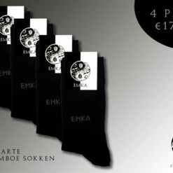 Beste Pirce 🛒 4 Paar EMKA - Unisex Bamboe Kousen/Sokken - Zwart - Happy Sok 😍