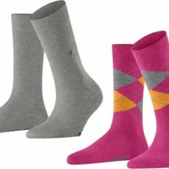 Kopen 🌟 Burlington Everyday Mixed 2-Pack Damessokken 22044 8768 Hot Pink 36-41 ✔️