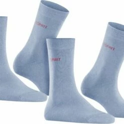 Goedkoop 😀 Esprit Uni 2-Pack Zacht Biologisch Zonder Motief Ondoorzichtig Mid-rise Comfortabel Set Katoen Multipack Blauw Dames Sokken - Maat 35-38 🌟 -Beenmode Winkel 550x397 2