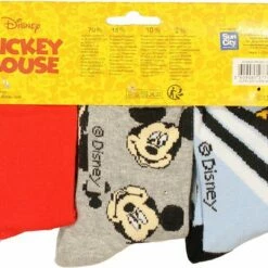 Beste Pirce 🔥 POPMERCH Mickey Mouse Kids 3 Paar Sokken Set Blauw/Grijs/Rood 🛒 -Beenmode Winkel 550x403 1