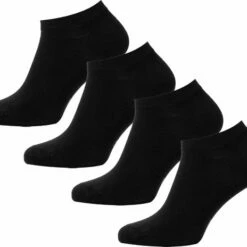 Korting ✨ Bamboe 👟 Sneakersokken | Bamboe Enkelsokken | Bamboe Sokken | Anti-zweet Sokken | Naadloze Sokken | 4 Paar - Zwart | Maat: 43-45 | Merk: Bamboosa 👍