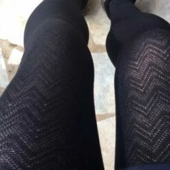 Aanbiedingen 😉 Pretty Polly 250 Denier Chevron Opaques Maillot Black M/L ✔️