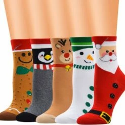 Coupon ๐ฅ Merkloos Winkrs | Kerst Sokken Set Dames | Koekeman, Penguin, Rendier, Sneeuwpop, Kerstman | Maat 36/41 ๐