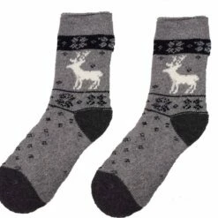 Hete verkoop 😉 Merkloos Damessokken Alpaka Wol - Rendier Grijs - Ecologisch - Maat 39-42 - Wintersokken 🎉