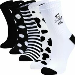 Goedkoop 🔔 Merkloos Colorcool - Grappige Sokken - Koe En Melk, Katoen Sokken - 5 Paar In Geschenkset - Grappige Cadeaus 👍