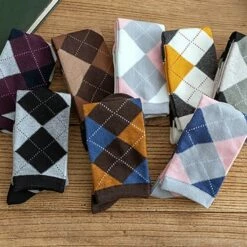 Nieuw 😀 Merkloos 1 Paar Kniekousen Dames Geruit | Groen-Zwart-Wit | 100% Katoen | Maat 38-40 💯 -Beenmode Winkel 550x549 3