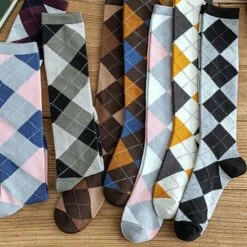 Nieuw 😀 Merkloos 1 Paar Kniekousen Dames Geruit | Groen-Zwart-Wit | 100% Katoen | Maat 38-40 💯 -Beenmode Winkel 550x550 175