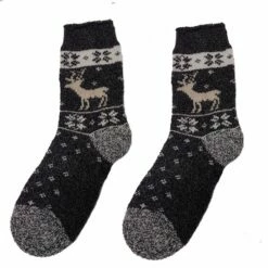 Aanbiedingen 🛒 Merkloos Damessokken Alpaka Wol - Rendier Antraciet - Ecologisch - Maat 39-42 - Wintersokken 👏