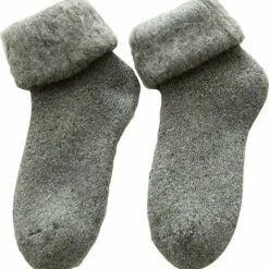 Uitgang 😍 Merkloos Moodadventures - Damessokken - 1 Paar Warme Sokken Lichtgrijs Gemêleerd - Wol - Maat 38-40 ✔️