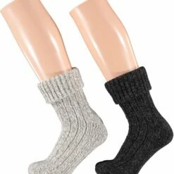 Goedkoop 👍 Slofsokken - Apollo - Vrouwen - Grijs/Zwart - Maat 39-42 - 2 Paar - 2-pack 🛒