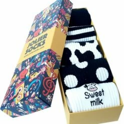 Goedkoop 🔔 Merkloos Colorcool - Grappige Sokken - Koe En Melk, Katoen Sokken - 5 Paar In Geschenkset - Grappige Cadeaus 👍 -Beenmode Winkel 550x594