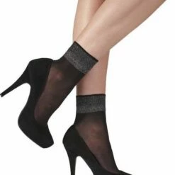 Groothandel ๐ Pretty Polly Sheer Luxuy Welt Zwart Enkel Sokje โ