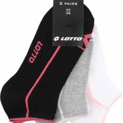 Beste Verkoop 🎉 Lotto 👟 Sneaker Sokken - Sport Sokken - Korten Sokken - Lotto Sokken - Dames Sokken - Dames Lotto Sokken - Kleur Zwart,grijs,wit - 3 Paar - Maat: 39/42 🛒