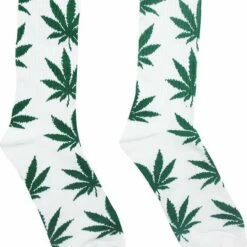 Goedkoop 😉 Merkloos Wiet Sokken - Cannabis Sokken - One Size - Unisex - Wit-groen ✨