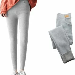 Flash-uitverkoop 😉 Merkloos Fleece Legging - Winter Legging - Thermo Legging - Legging Met Zakken - Thermo Kleding Dames - Thermo Legging Dames - Warme Legging - Gevoerde Legging - Dames Winter - Legging & Shapewear Dames | Licht Grijs | Maat M 🧨