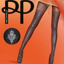 Beste deal 🥰 Pretty Polly Baroque Print Tights - Black - One Size ✨ -Beenmode Winkel 550x698