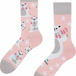 Aanbiedingen 👏 Good Mood Sokken - Schaatsende Ijsbeer - Maat 43-46 😀