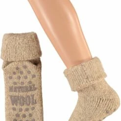 Aanbiedingen 😍 Apollo Dames Anti-slip Wollen Huissokken/slofsokken Beige Maat 35-38 😀 -Beenmode Winkel 550x758 2