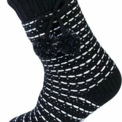 Begroting 💯 Merkloos Koukleum Huissokken - Dames - Pompom - Zwart/zilver - Maat 36/42 ❤️